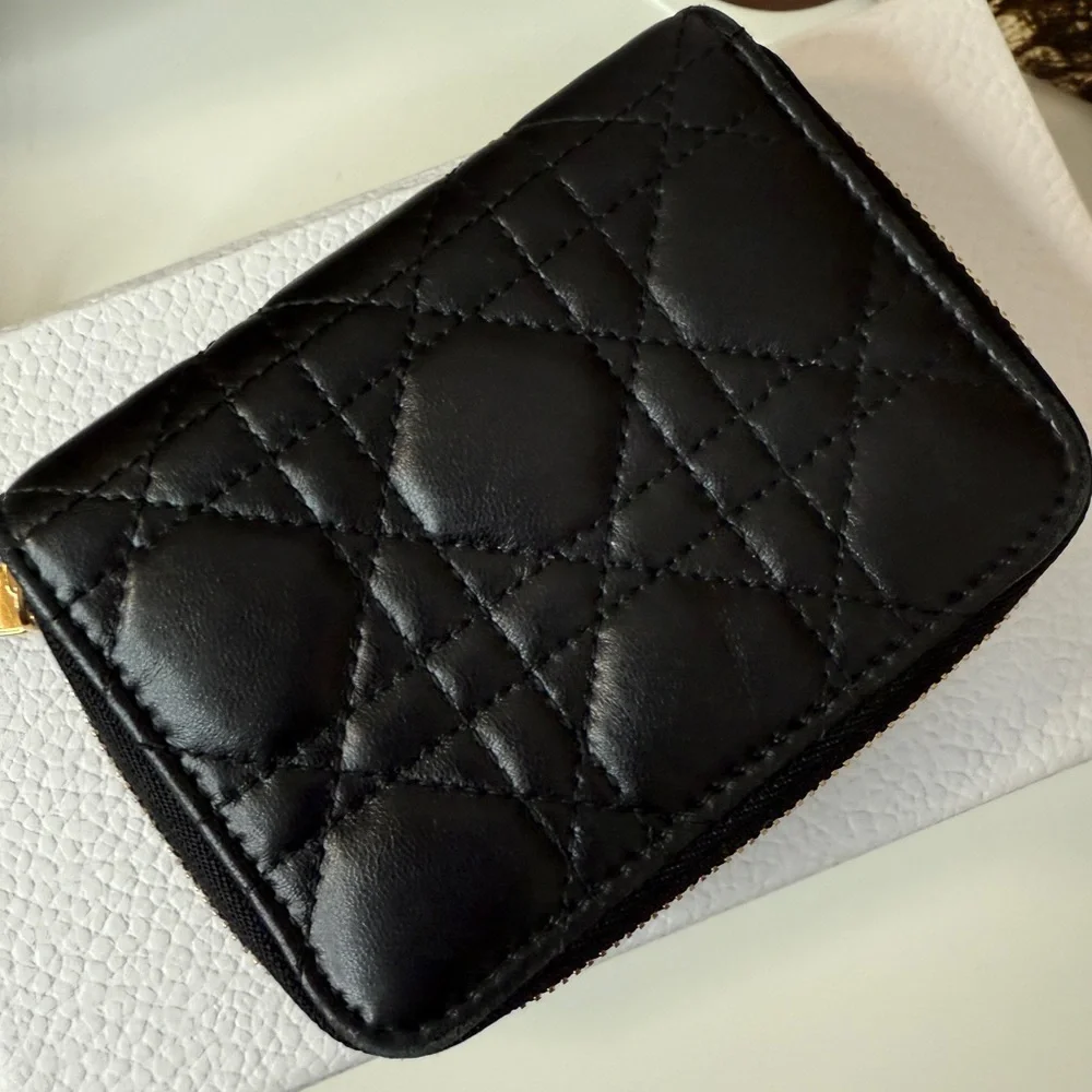 Dior Jolie Scarlet Walllet Black Leather Card Holder